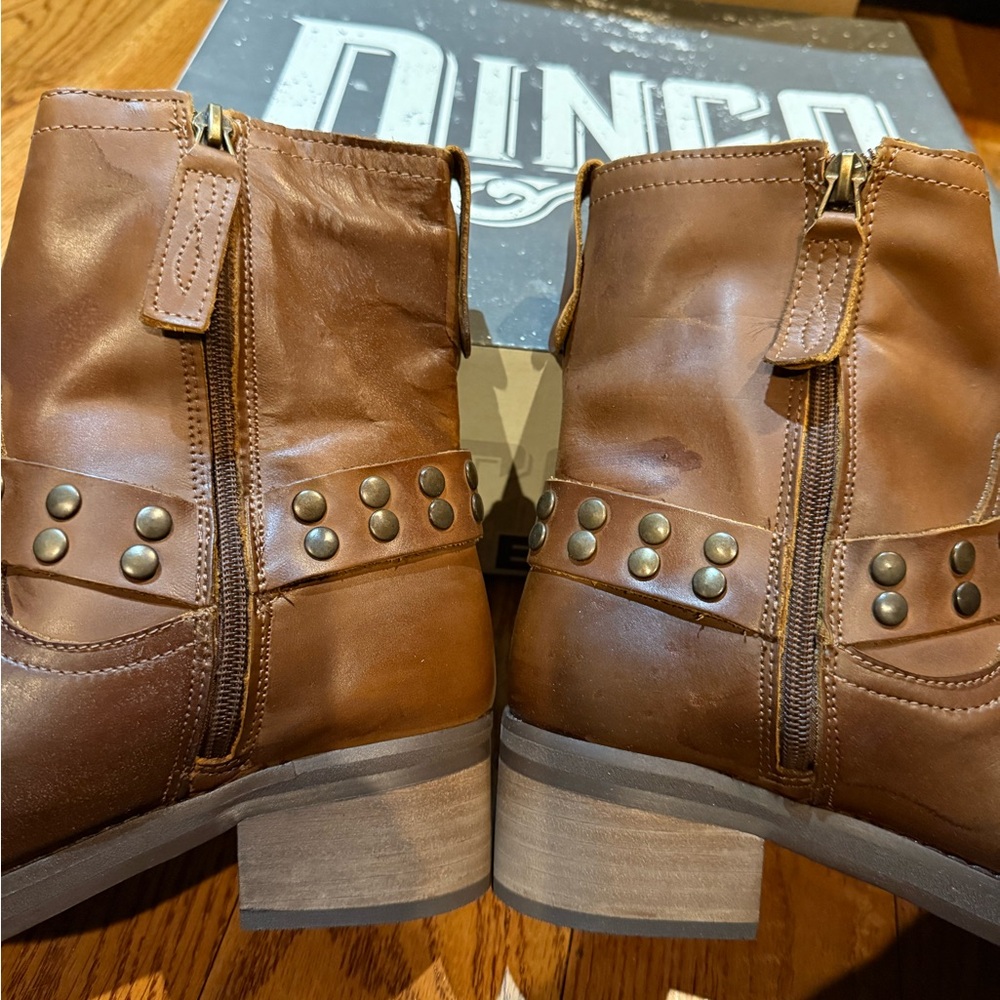 Dingo Women's Dark Brown Leather Moto Boots - Picture 3 of 5